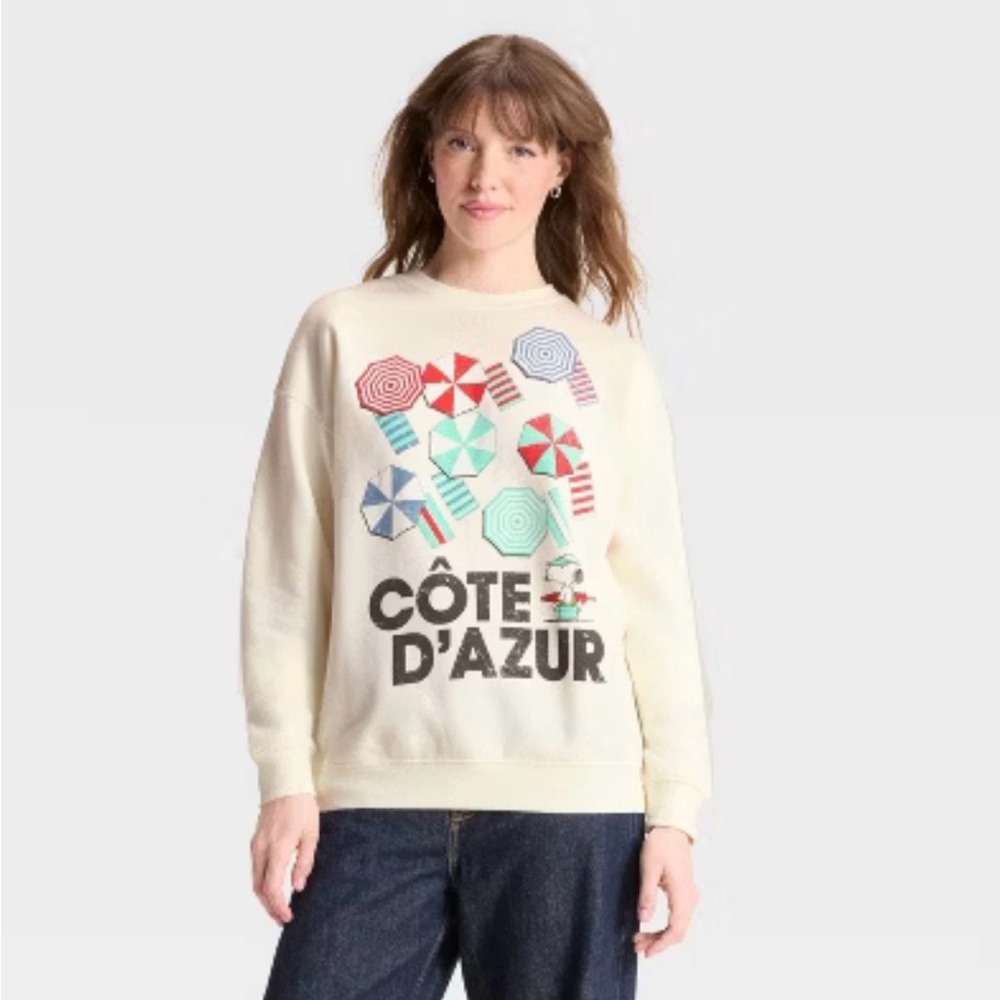 Peanuts Snoopy Côte D'Azur Graphic Cream Sweatshirt